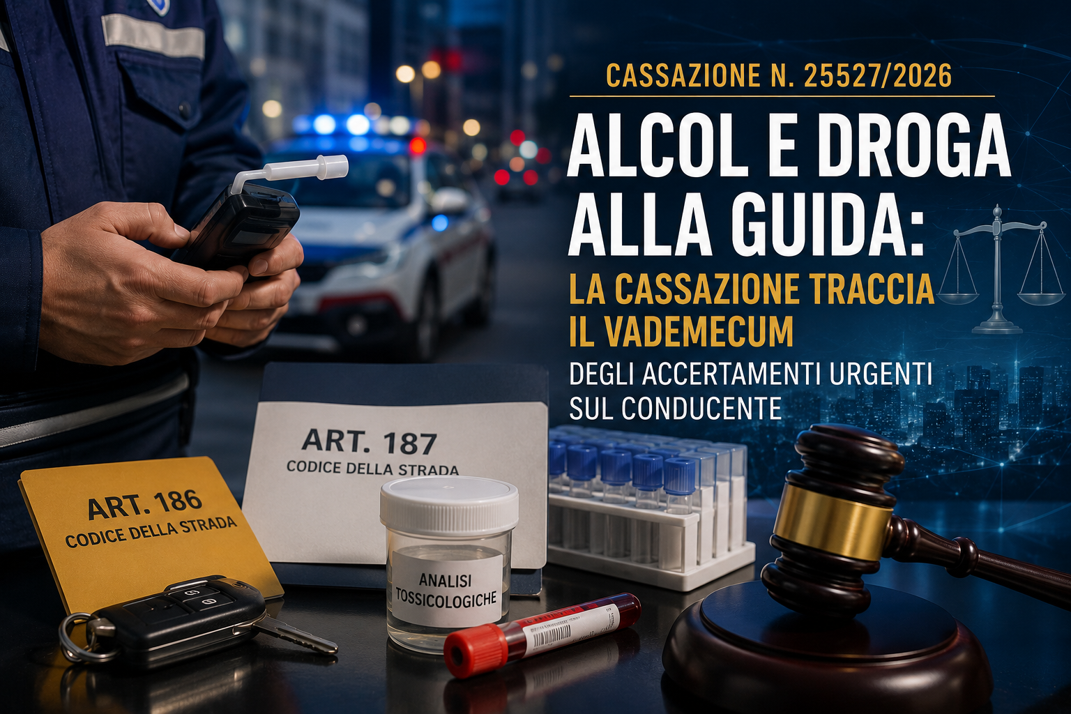 Alcol e droga alla guida: la Cassazione traccia il vademecum degli accertamenti urgenti sul conducente