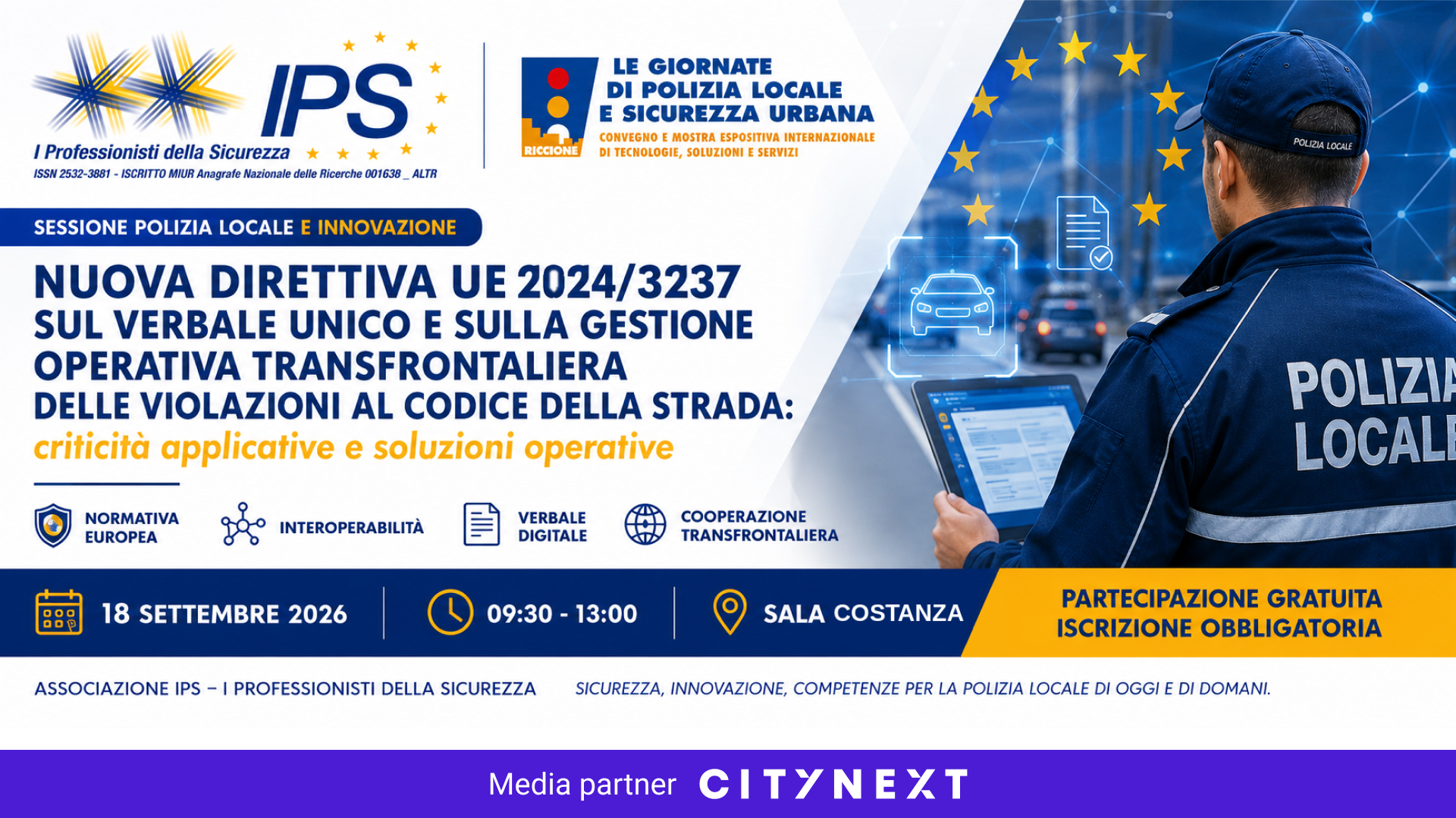 Verbale unico e gestione operativa delle violazioni al Codice della Strada: iscriviti al panel in programma a Riccione il 18 settembre